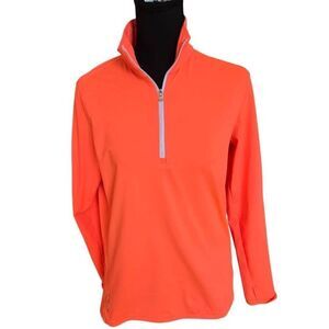 Ralph Lauren RLX Womens Quarter Zip Athletic Orange Pullover Long Sleeve Top Lar